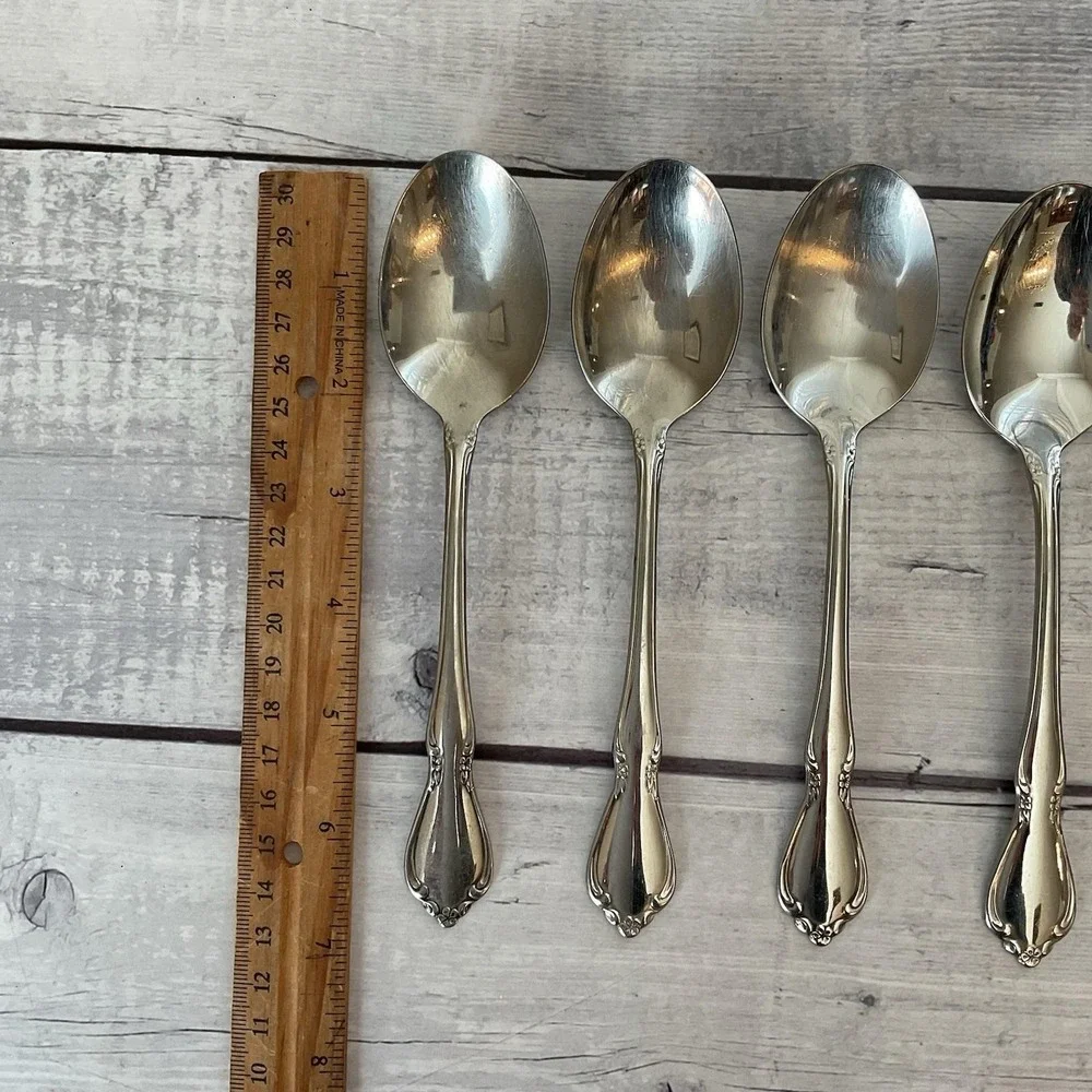 Oneidacraft Deluxe Stainless Flatware CHATEAU Oval Place Spoons Set Of 6